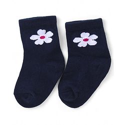Cute Walk by Babyhug Ankle Length Antibacterial Knitted Floral Design Socks Pack Of 3 - Blue Red & Yellow