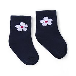 Cute Walk by Babyhug Ankle Length Antibacterial Knitted Floral Design Socks Pack Of 3 - Blue Red & Yellow
