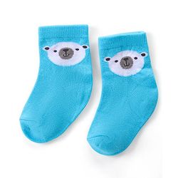 Cute Walk by Babyhug Ankle Length Antibacterial Knitted Striped & Penguin Design Socks Pack Of 3 - Blue & Yellow