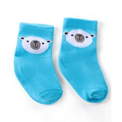 Cute Walk by Babyhug Ankle Length Antibacterial Knitted Striped & Penguin Design Socks Pack Of 3 - Blue & Yellow
