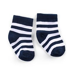Cute Walk by Babyhug Ankle Length Antibacterial Knitted Striped & Smiley Design Socks Pack Of 3 - Blue