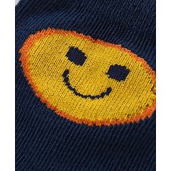 Cute Walk by Babyhug Ankle Length Antibacterial Knitted Striped & Smiley Design Socks Pack Of 3 - Blue