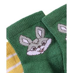 Cute Walk by Babyhug Knitted Anti-Bacterial Ankle Length Striped Socks Pack of 3 - Yellow & Green