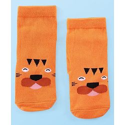 Cute Walk by Babyhug Knitted Anti-bacterial Ankle Length Animal Designed Socks Pack of 3 - White Blue & Orange