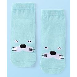 Cute Walk by Babyhug Knitted Anti-bacterial Ankle Length Animal Designed Socks Pack of 3 - White Blue & Orange