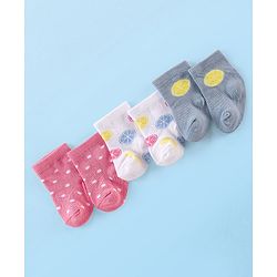 Cute Walk by Babyhug Knitted Anti-Bacterial Ankle Length Polka Dots Designed  Socks Pack of 3 - Pink White & Grey