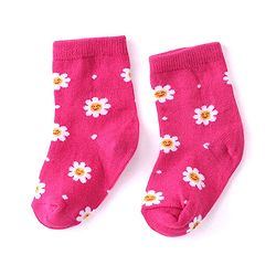 Cutewalk By Babyhug Anti Bacterial Ankle Length Floral & Polka Dots Design Socks Pack of 3 - Blue Yellow & Pink