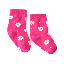 Cutewalk By Babyhug Anti Bacterial Ankle Length Floral & Polka Dots Design Socks Pack of 3 - Blue Yellow & Pink