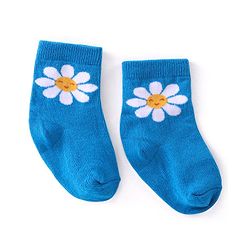 Cutewalk By Babyhug Anti Bacterial Ankle Length Floral & Polka Dots Design Socks Pack of 3 - Blue Yellow & Pink