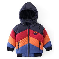 Babyhug Full Sleeves Padded Jacket with Pockets  & Detachable Hood - Multicolour