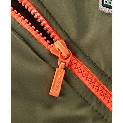 Babyhug Woven Full Sleeves Solid Jacket with Detachable Hood & Patch Detailing - Olive Green