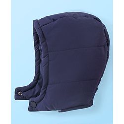 Babyhug Woven Full Raglan Sleeves Front Open Padded Hoooded Jacket With Detachable Hood Colour Block Design & Patch Detailing - Navy Blue