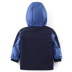 Babyhug Woven Full Sleeves Front Open Color Block Padded Hooded Jacket- Navy Blue