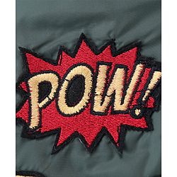 Babyhug Woven Full Sleeves Padded Hooded Jacket With Text Print & Embroidery - Green & Black