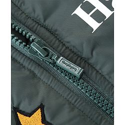 Babyhug Woven Full Sleeves Padded Hooded Jacket With Text Print & Embroidery - Green & Black