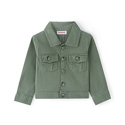 Babyhug Twill Woven Full Sleeves Collar Neck Washed Denim Jacket - Olive Green
