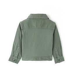 Babyhug Twill Woven Full Sleeves Collar Neck Washed Denim Jacket - Olive Green