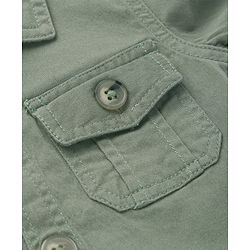 Babyhug Twill Woven Full Sleeves Collar Neck Washed Denim Jacket - Olive Green