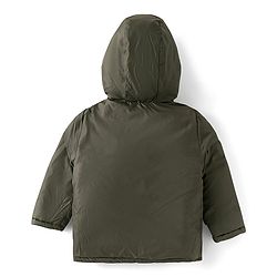 Babyhug Woven Full Sleeves Front Open Padded Hooded Reversible Jacket With Solid Colour - Brown