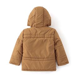 Babyhug Woven Full Sleeves Front Open Padded Hooded Reversible Jacket With Solid Colour - Brown