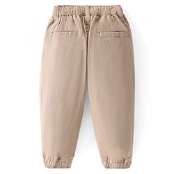 Babyhug Cotton Spandex Full Length Solid Colour Trousers - Fawn