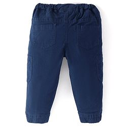 Babyhug Cotton Spandex Full Length Trouser Solid Colour - Navy Blue