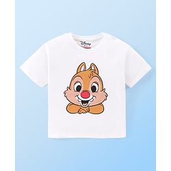 Babyhug Disney Cotton Knit Half Sleeves T-Shirt & Shorts Set With Chip n Dale Graphics - Red & White