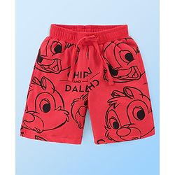Babyhug Disney Cotton Knit Half Sleeves T-Shirt & Shorts Set With Chip n Dale Graphics - Red & White