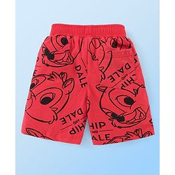 Babyhug Disney Cotton Knit Half Sleeves T-Shirt & Shorts Set With Chip n Dale Graphics - Red & White