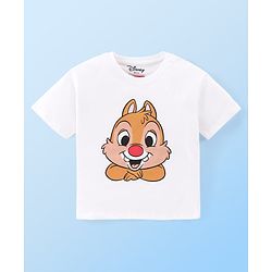 Babyhug Disney Cotton Knit Half Sleeves T-Shirt & Shorts Set With Chip n Dale Graphics - Red & White