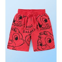 Babyhug Disney Cotton Knit Half Sleeves T-Shirt & Shorts Set With Chip n Dale Graphics - Red & White