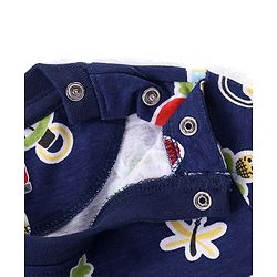 Babyhug Cotton Knit Full Sleeves Night Suit with Cartoon Print - Navy Blue