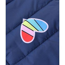 Babyhug Full Sleeves Padded Jacket with Hood Hearts Print - Navy Blue