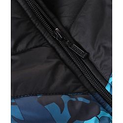 Babyhug Full Sleeves Padded Jacket with Hood Whale Print - Blue