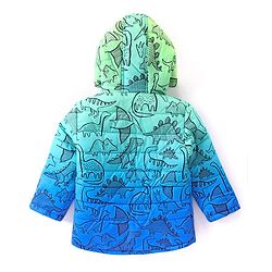 Babyhug Full Sleeves Hooded Padded Jacket Dino Print - Blue