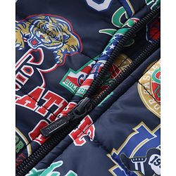 Babyhug Woven Full Sleeves Sports Theme Padded Hooded Jacket- Multicolor