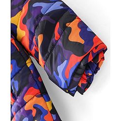 Babyhug Woven Full Sleeves Camouflage Print Padded Hooded Jacket- Blue & Orange