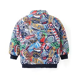 Babyhug Woven Full Sleeves Printed Padded Hooded Jacket- Multicolor