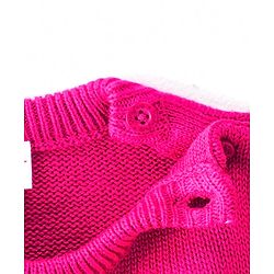 Babyhug Knitted Full Sleeves Pullover Sweater with Sequin Star Design - Fuchsia