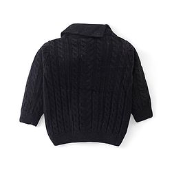 Babyhug Knitted Full Sleeves Turtle Neck Pullover Sweater with Cable Knit Design - Black