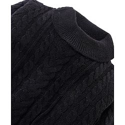 Babyhug Knitted Full Sleeves Turtle Neck Pullover Sweater with Cable Knit Design - Black