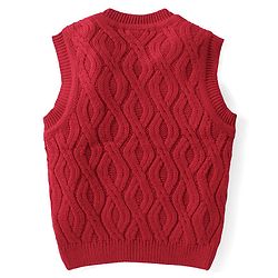 Babyhug Knitted Sleeveless Pullovers Sweater With Cable Knit Design - Red