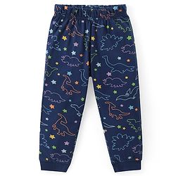 Babyhug Cotton Knit Full Sleeves Night Suit with Dino Print - Navy Blue