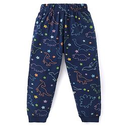Babyhug Cotton Knit Full Sleeves Night Suit with Dino Print - Navy Blue