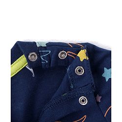 Babyhug Cotton Knit Full Sleeves Night Suit with Dino Print - Navy Blue