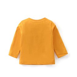 Babyhug Cotton Knit Full Sleeves T-Shirt & Lounge Pants Set With Bear Print - Mustard & Blue