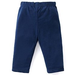 Babyhug Cotton Knit Full Sleeves T-Shirt & Lounge Pants Set With Bear Print - Mustard & Blue