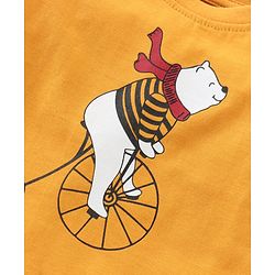 Babyhug Cotton Knit Full Sleeves T-Shirt & Lounge Pants Set With Bear Print - Mustard & Blue