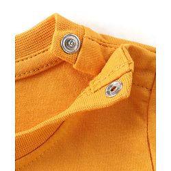 Babyhug Cotton Knit Full Sleeves T-Shirt & Lounge Pants Set With Bear Print - Mustard & Blue