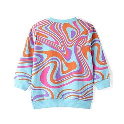 Babyhug Cotton Knit Full Sleeves Sweatshirt with Marble & Text Print - Multicolour